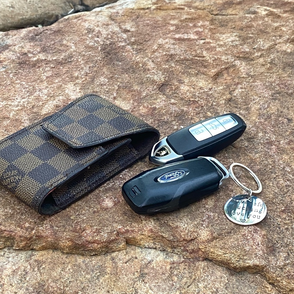 Custom etched engraved chrome metal keychain Drive safe i f*#%king love you ❤️ - Picture 2 of 6